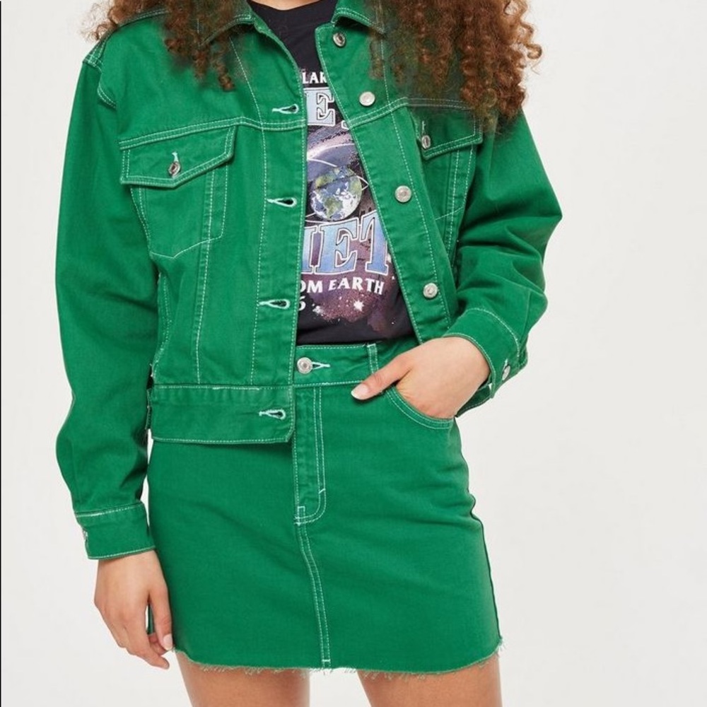 Topshop green denim jacket NWOT